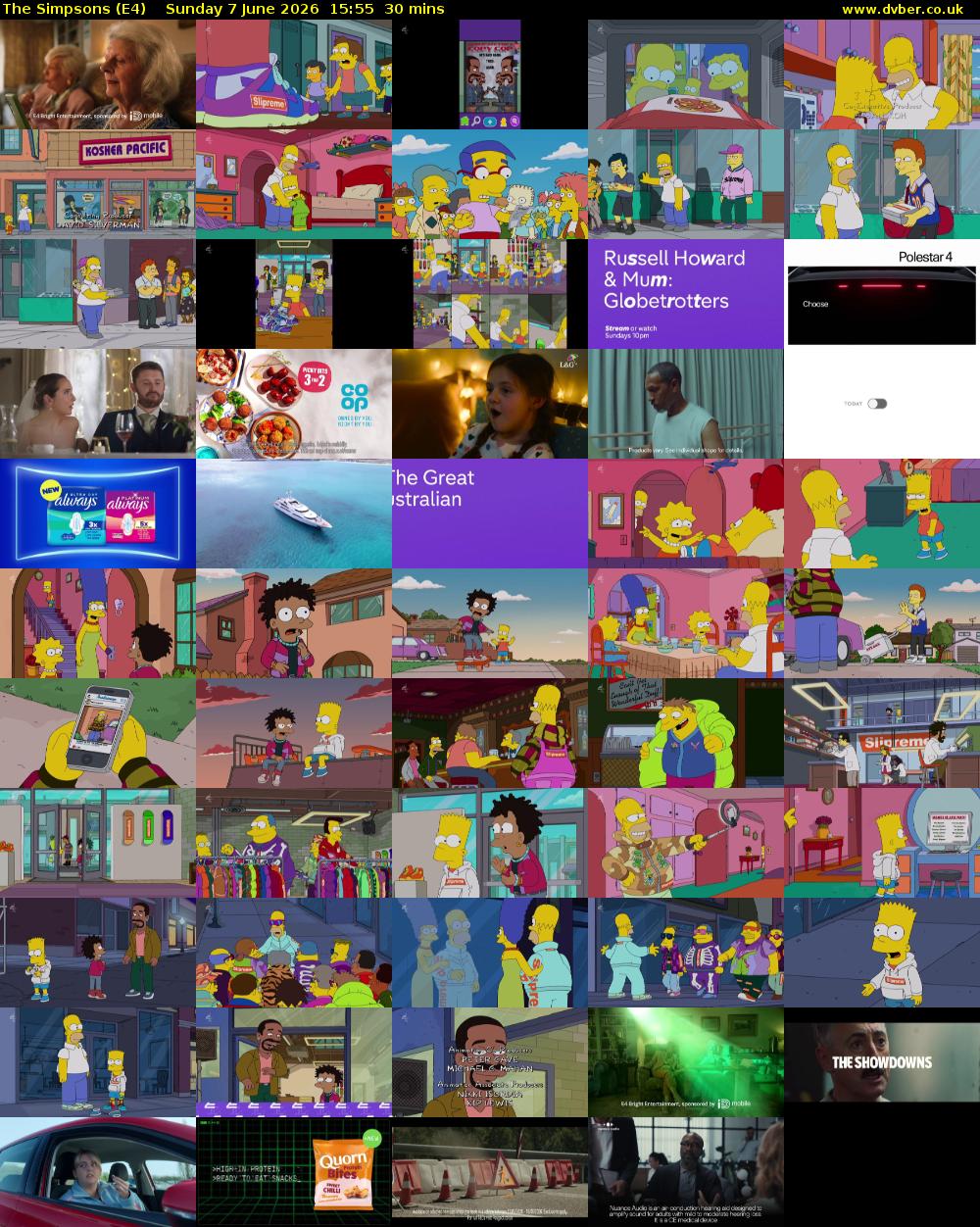 The Simpsons (E4) Sunday 7 June 2026 15:55 - 16:25