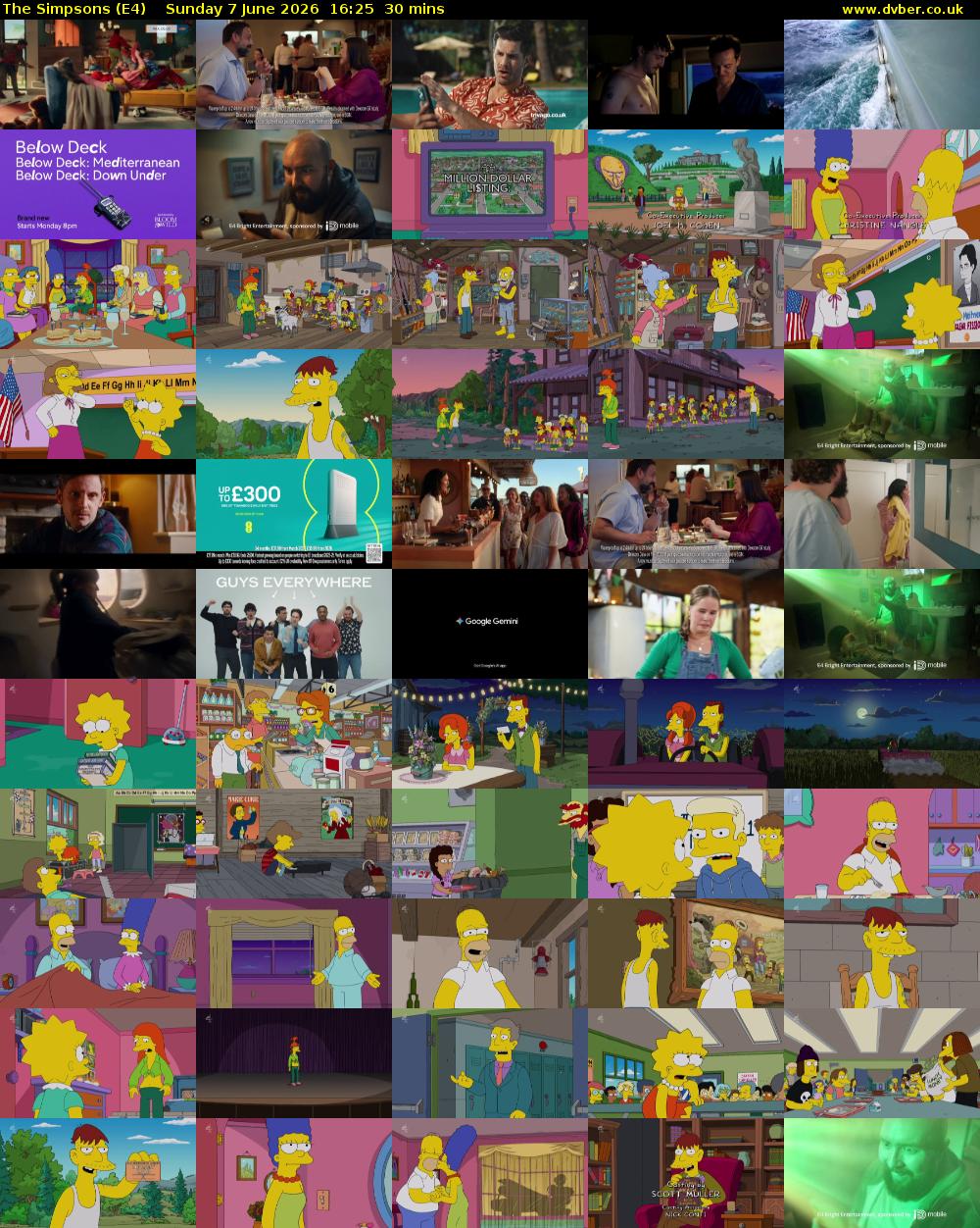 The Simpsons (E4) Sunday 7 June 2026 16:25 - 16:55