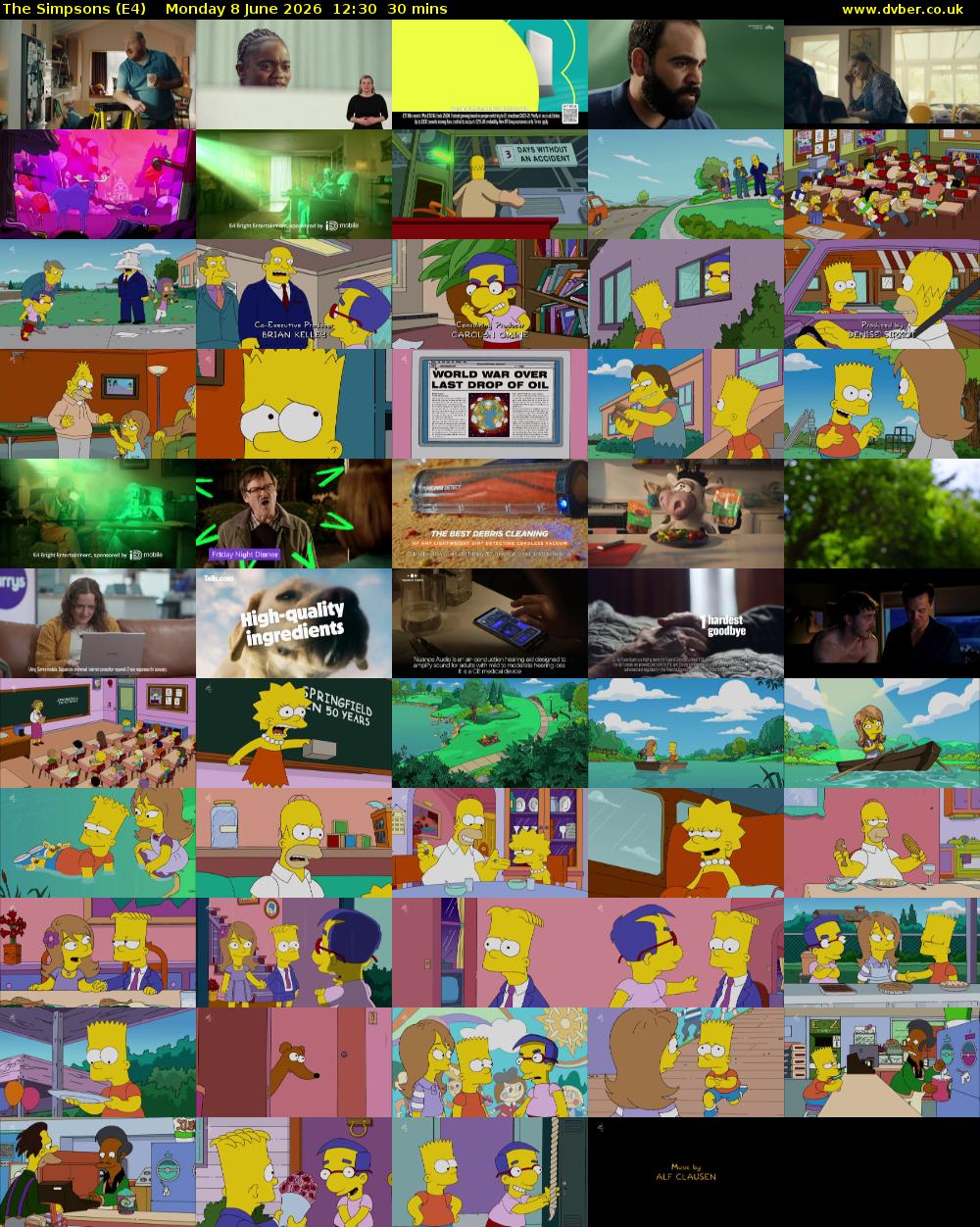 The Simpsons (E4) Monday 8 June 2026 12:30 - 13:00