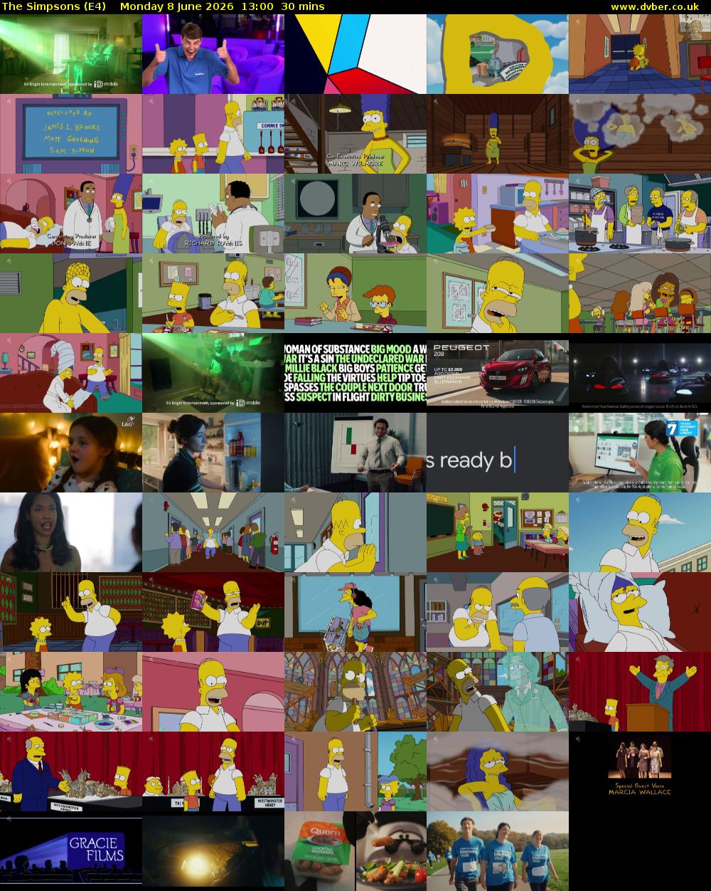 The Simpsons (E4) Monday 8 June 2026 13:00 - 13:30
