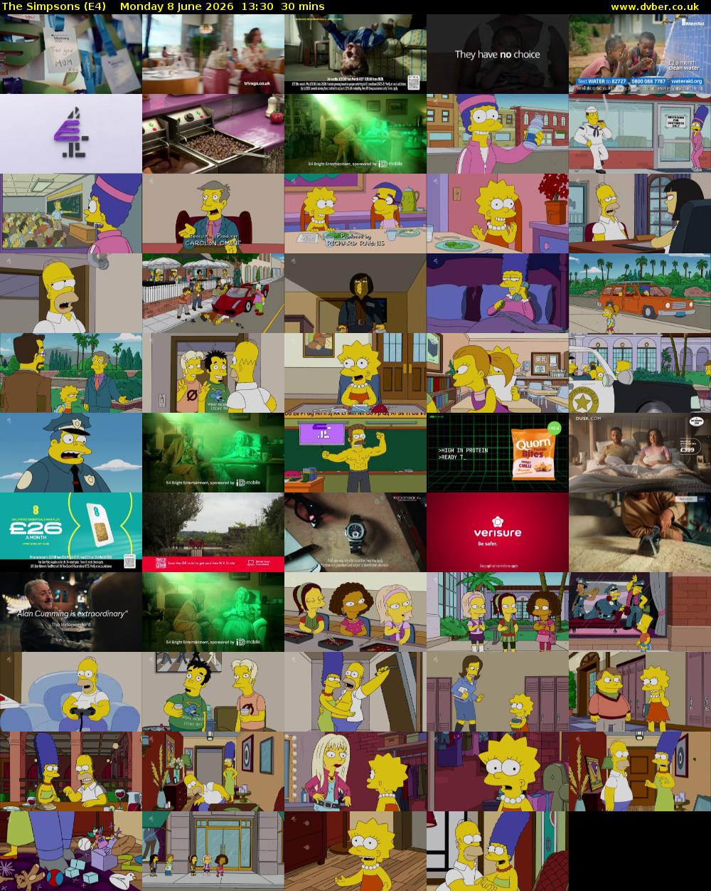 The Simpsons (E4) Monday 8 June 2026 13:30 - 14:00
