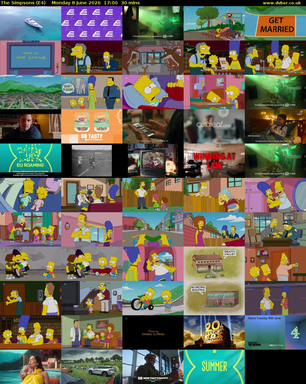 The Simpsons (E4) Monday 8 June 2026 17:00 - 17:30
