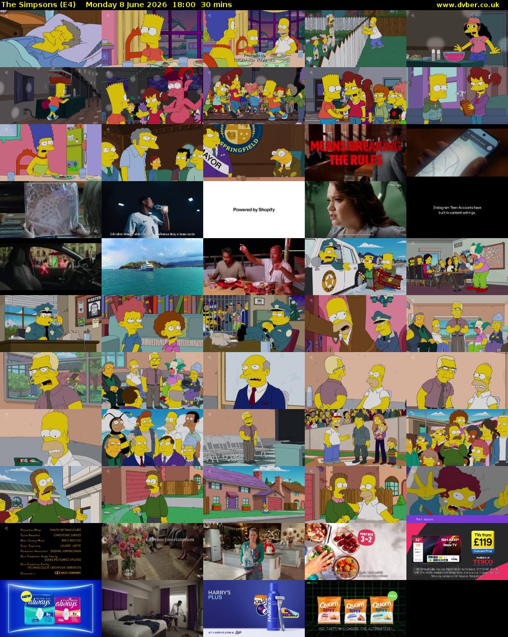 The Simpsons (E4) Monday 8 June 2026 18:00 - 18:30
