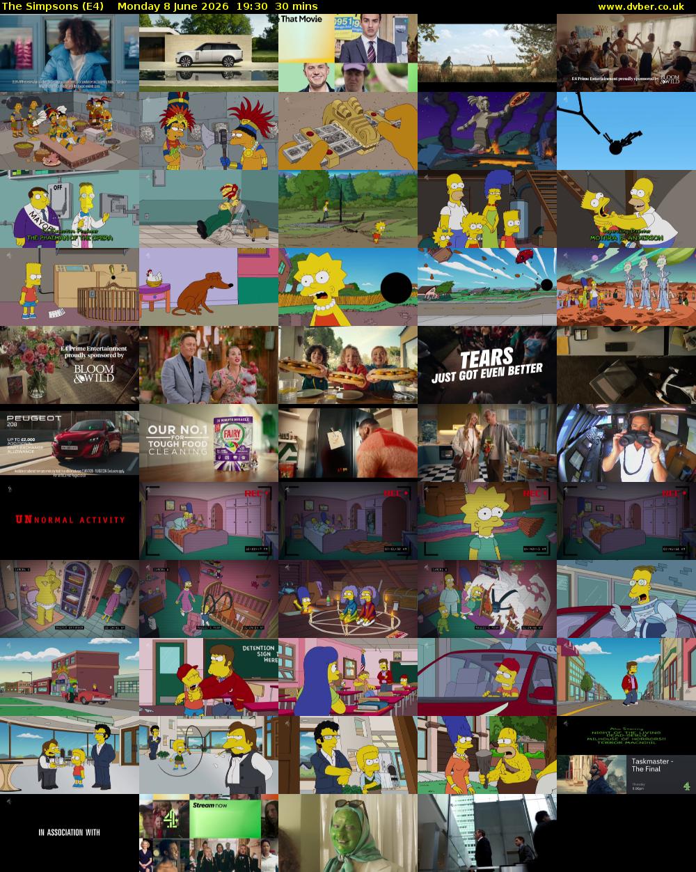 The Simpsons (E4) Monday 8 June 2026 19:30 - 20:00