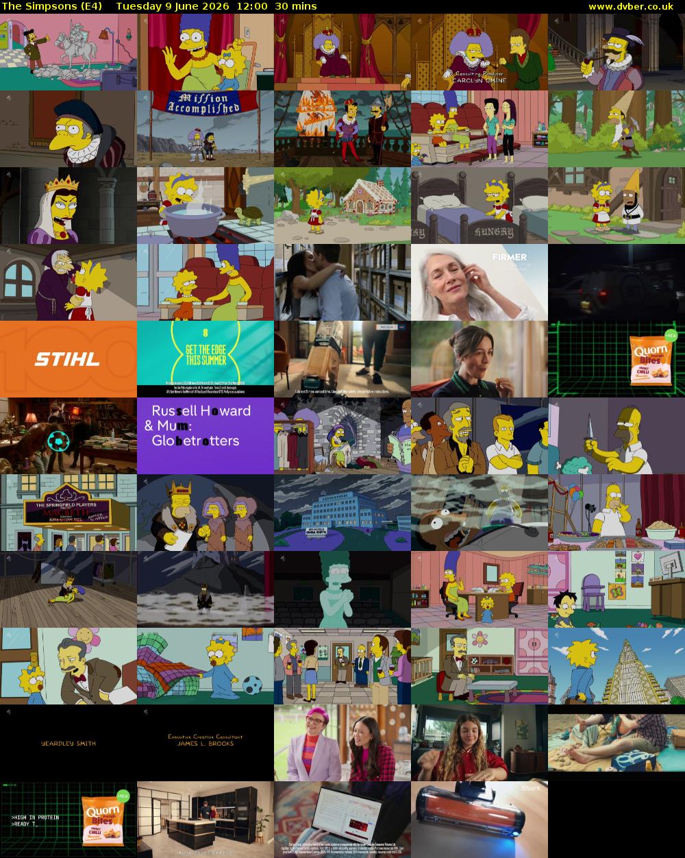 The Simpsons (E4) Tuesday 9 June 2026 12:00 - 12:30