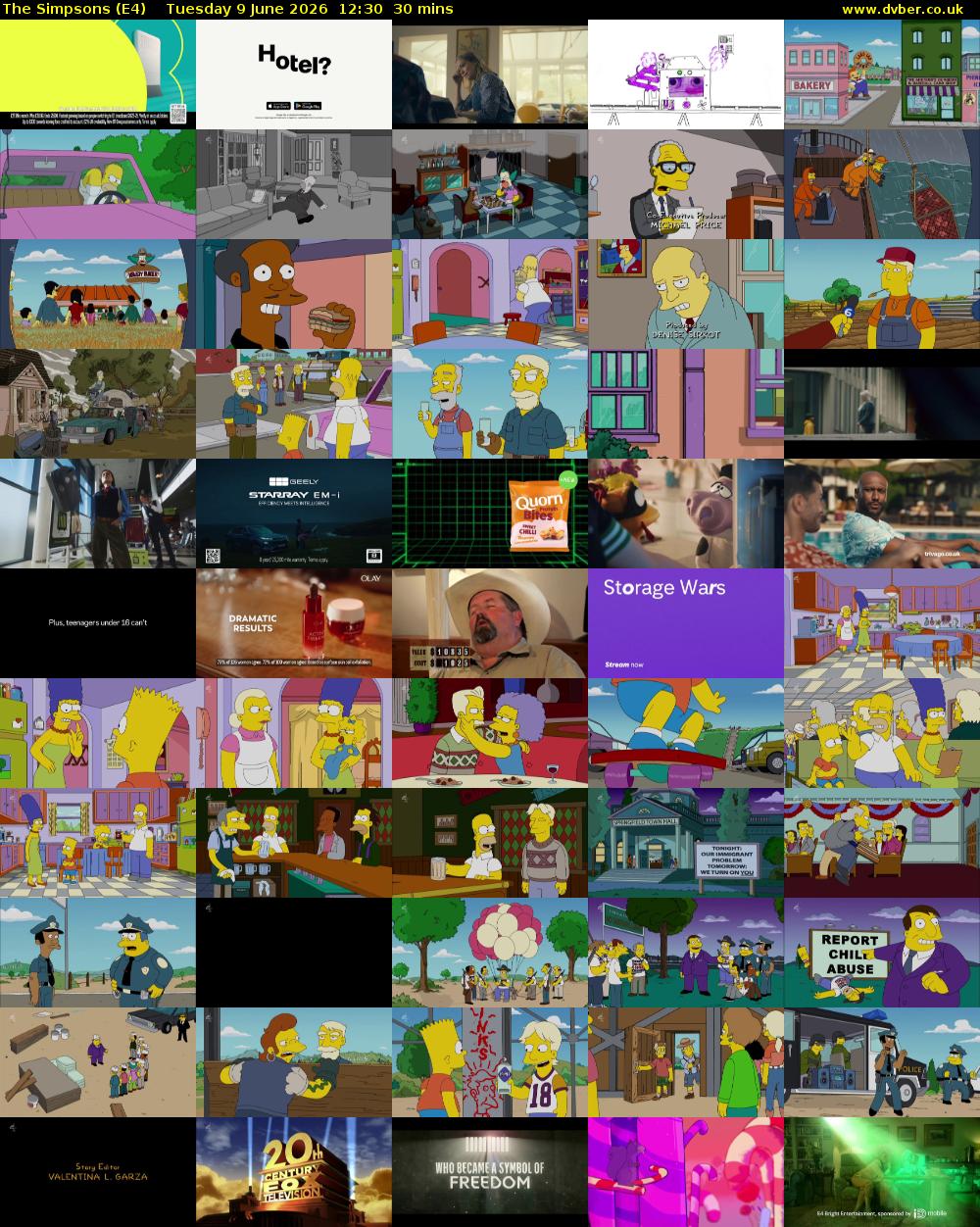 The Simpsons (E4) Tuesday 9 June 2026 12:30 - 13:00