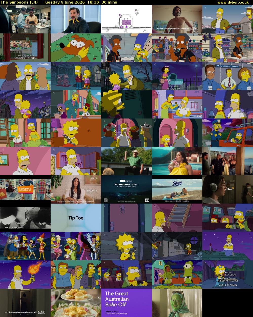 The Simpsons (E4) Tuesday 9 June 2026 18:30 - 19:00