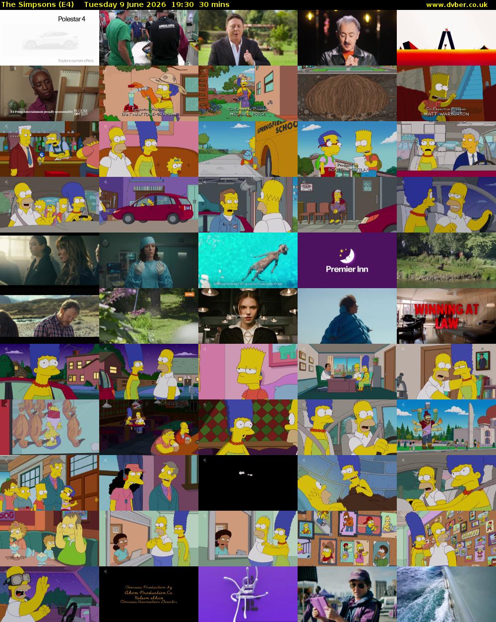 The Simpsons (E4) Tuesday 9 June 2026 19:30 - 20:00