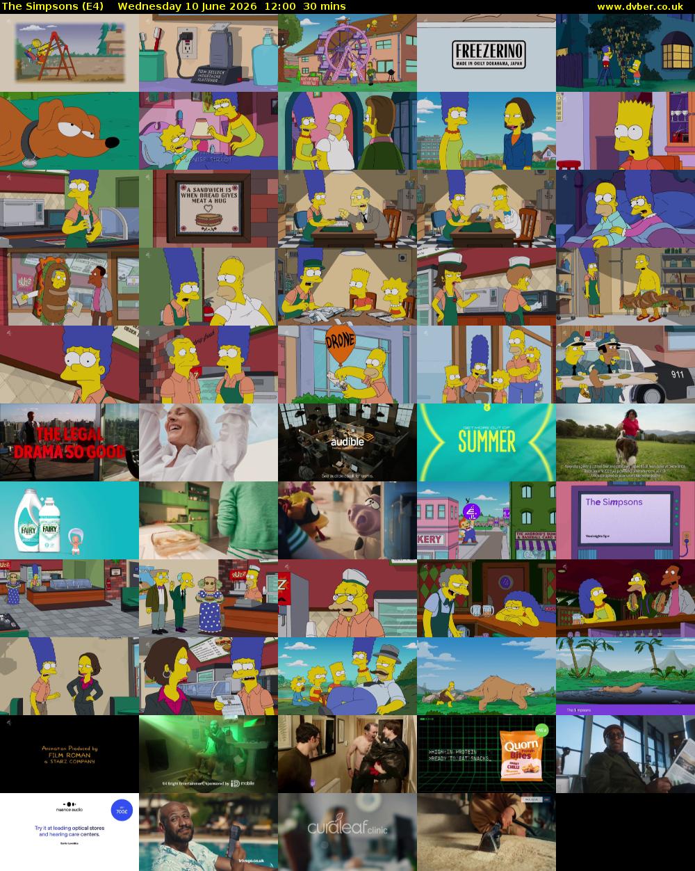 The Simpsons (E4) Wednesday 10 June 2026 12:00 - 12:30