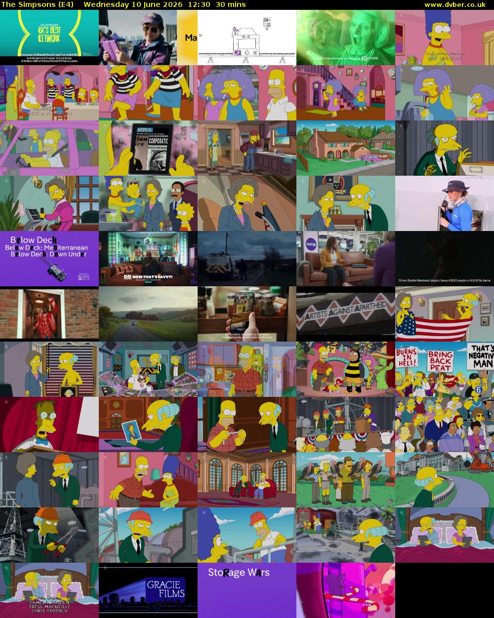 The Simpsons (E4) Wednesday 10 June 2026 12:30 - 13:00