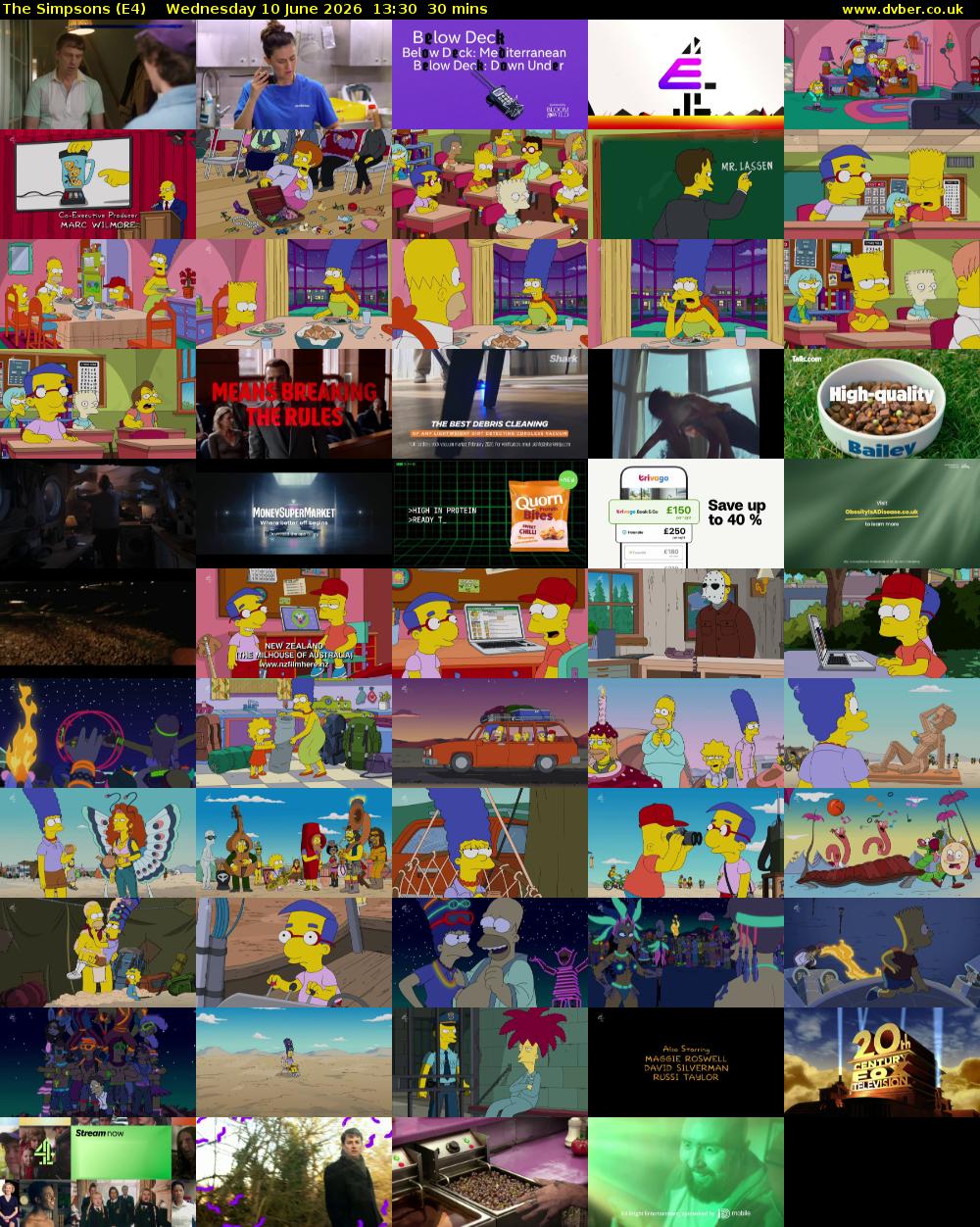 The Simpsons (E4) Wednesday 10 June 2026 13:30 - 14:00