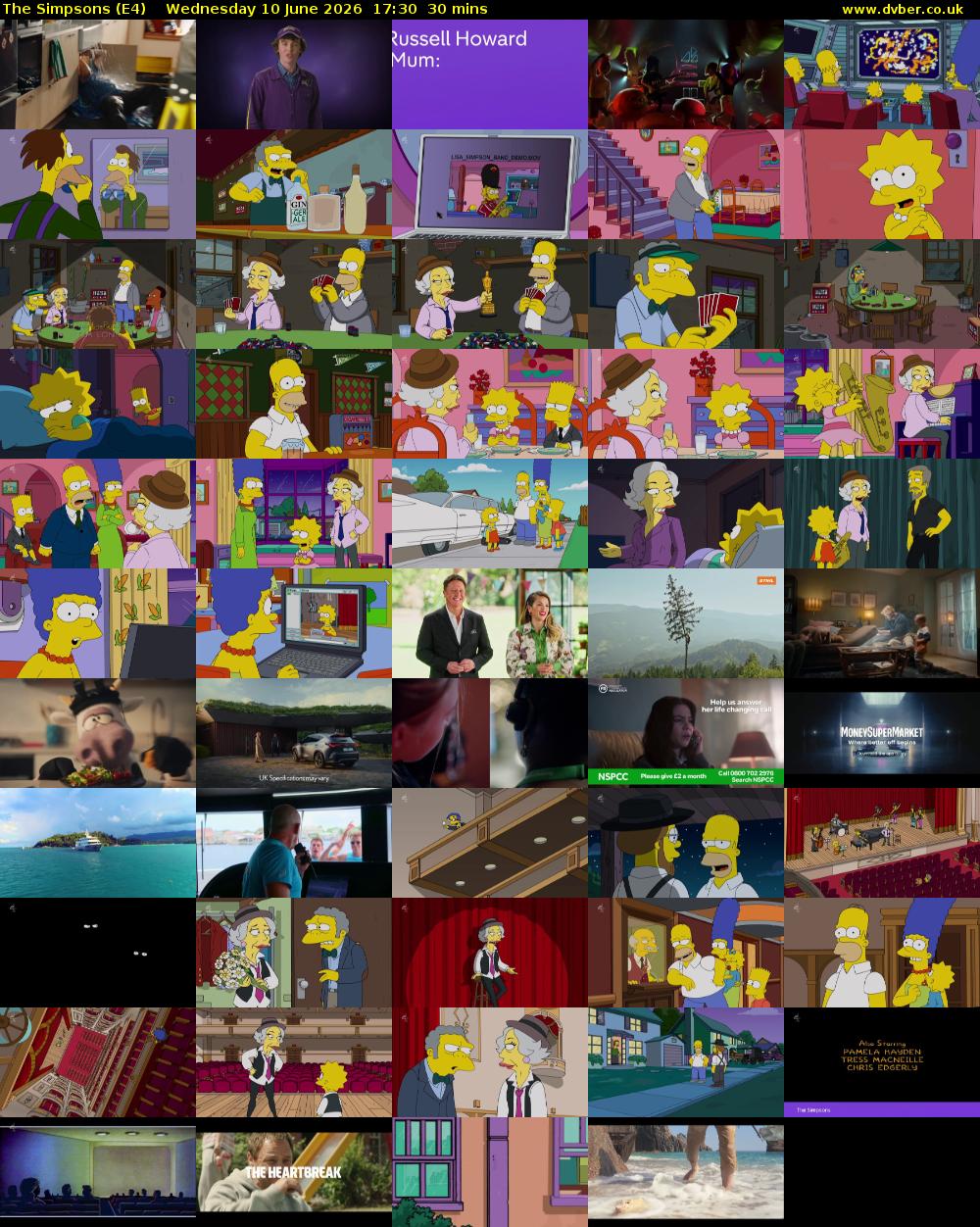 The Simpsons (E4) Wednesday 10 June 2026 17:30 - 18:00