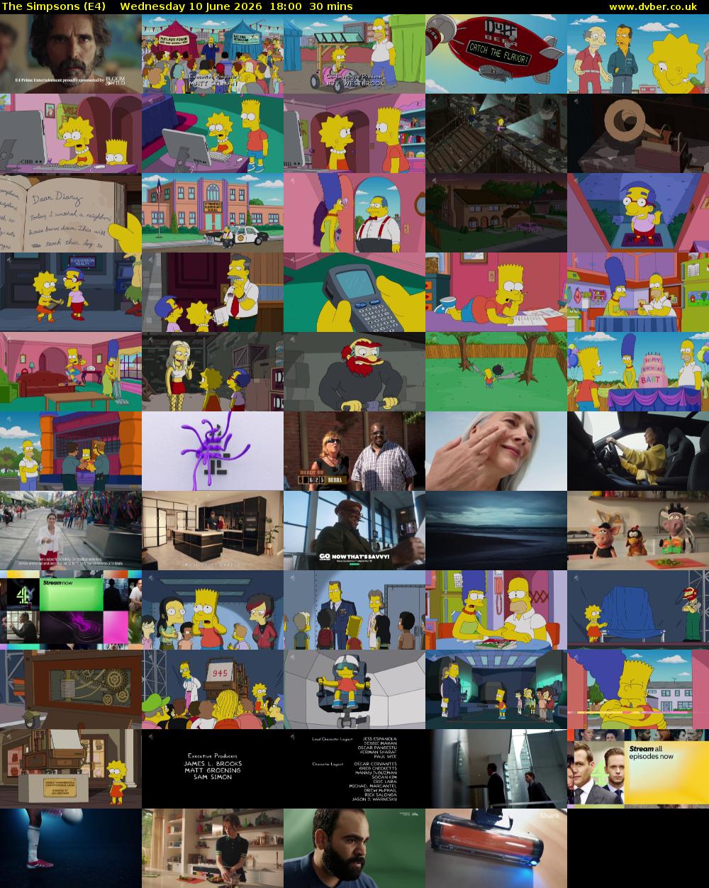 The Simpsons (E4) Wednesday 10 June 2026 18:00 - 18:30