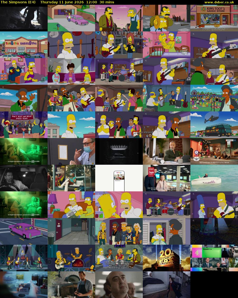 The Simpsons (E4) Thursday 11 June 2026 12:00 - 12:30
