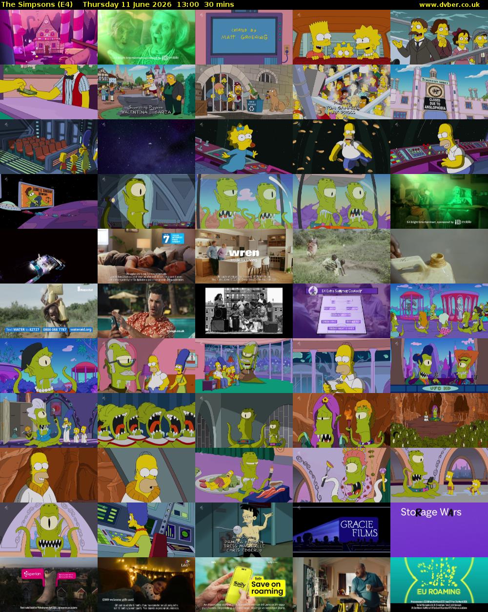 The Simpsons (E4) Thursday 11 June 2026 13:00 - 13:30