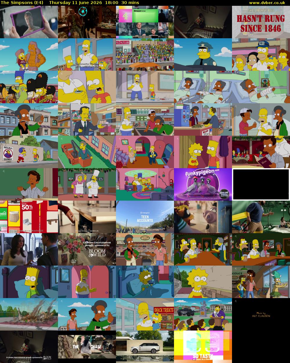 The Simpsons (E4) Thursday 11 June 2026 18:00 - 18:30