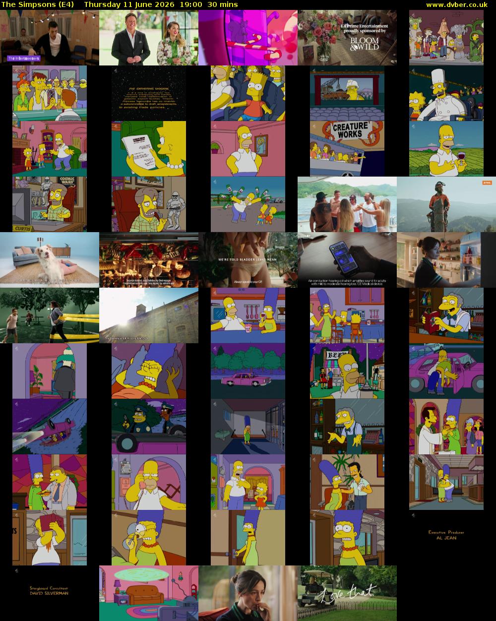 The Simpsons (E4) Thursday 11 June 2026 19:00 - 19:30