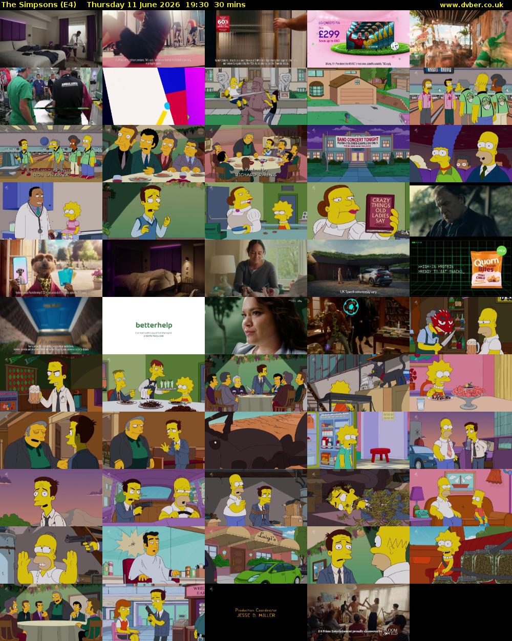 The Simpsons (E4) Thursday 11 June 2026 19:30 - 20:00