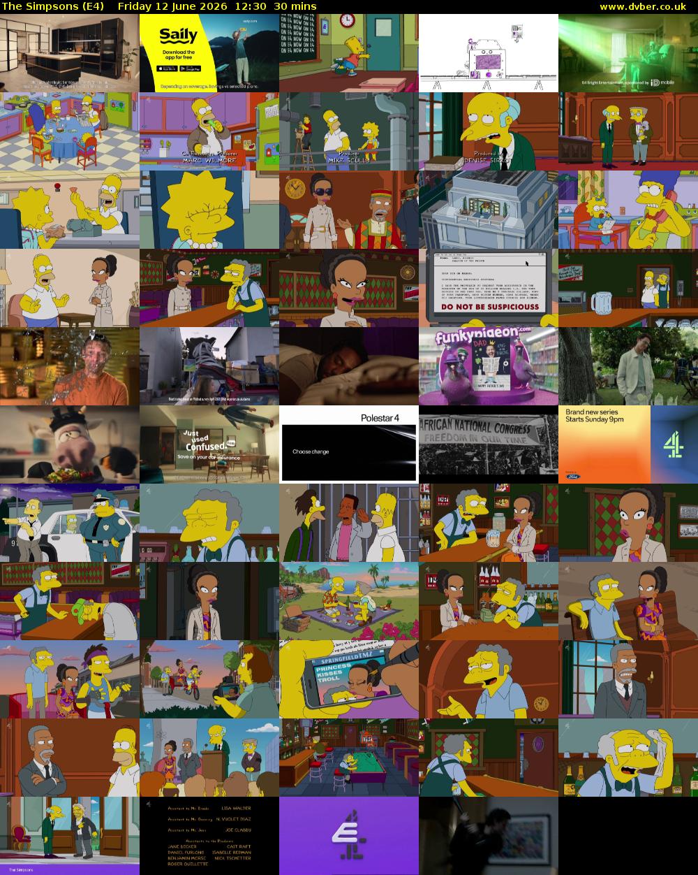 The Simpsons (E4) Friday 12 June 2026 12:30 - 13:00