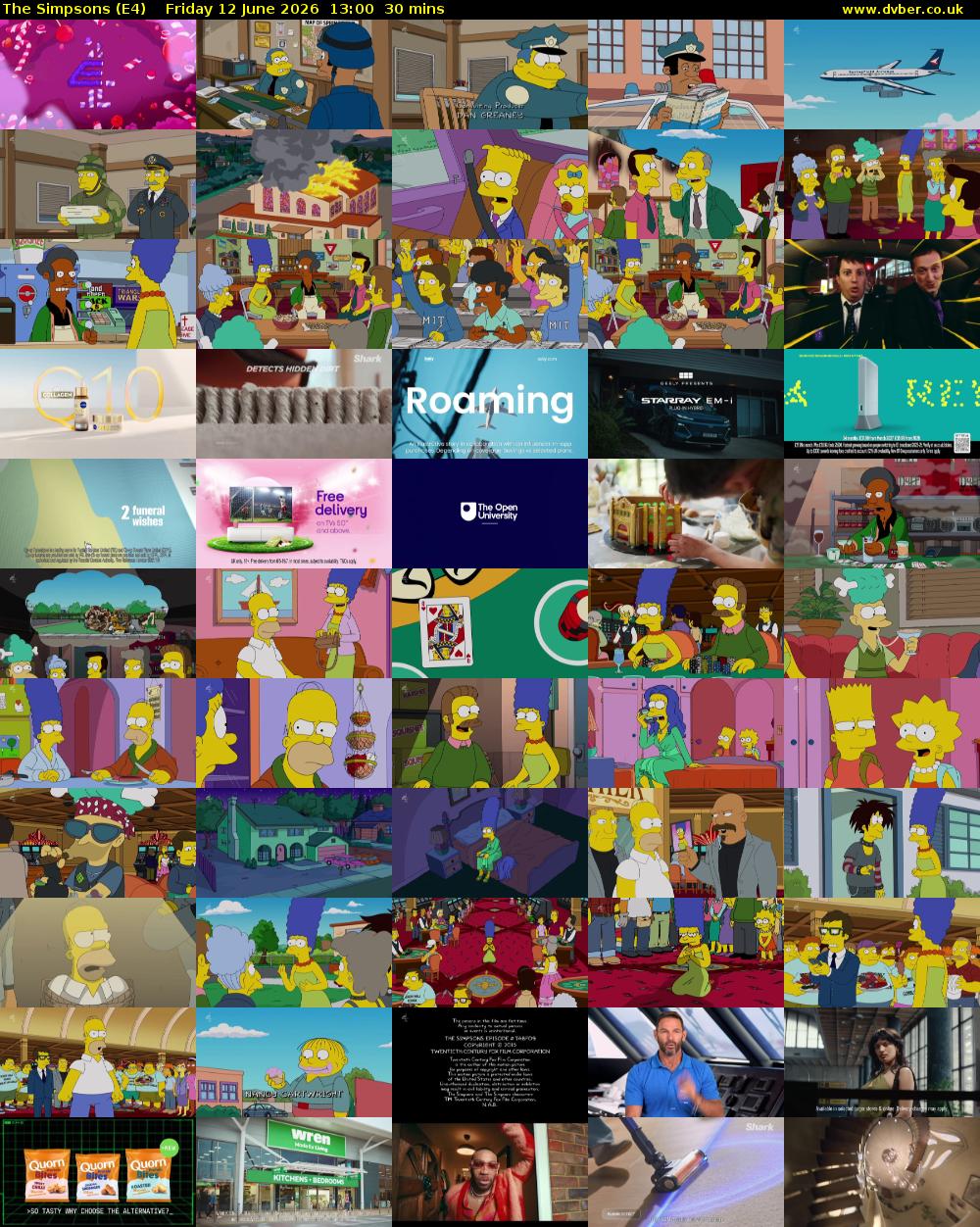 The Simpsons (E4) Friday 12 June 2026 13:00 - 13:30