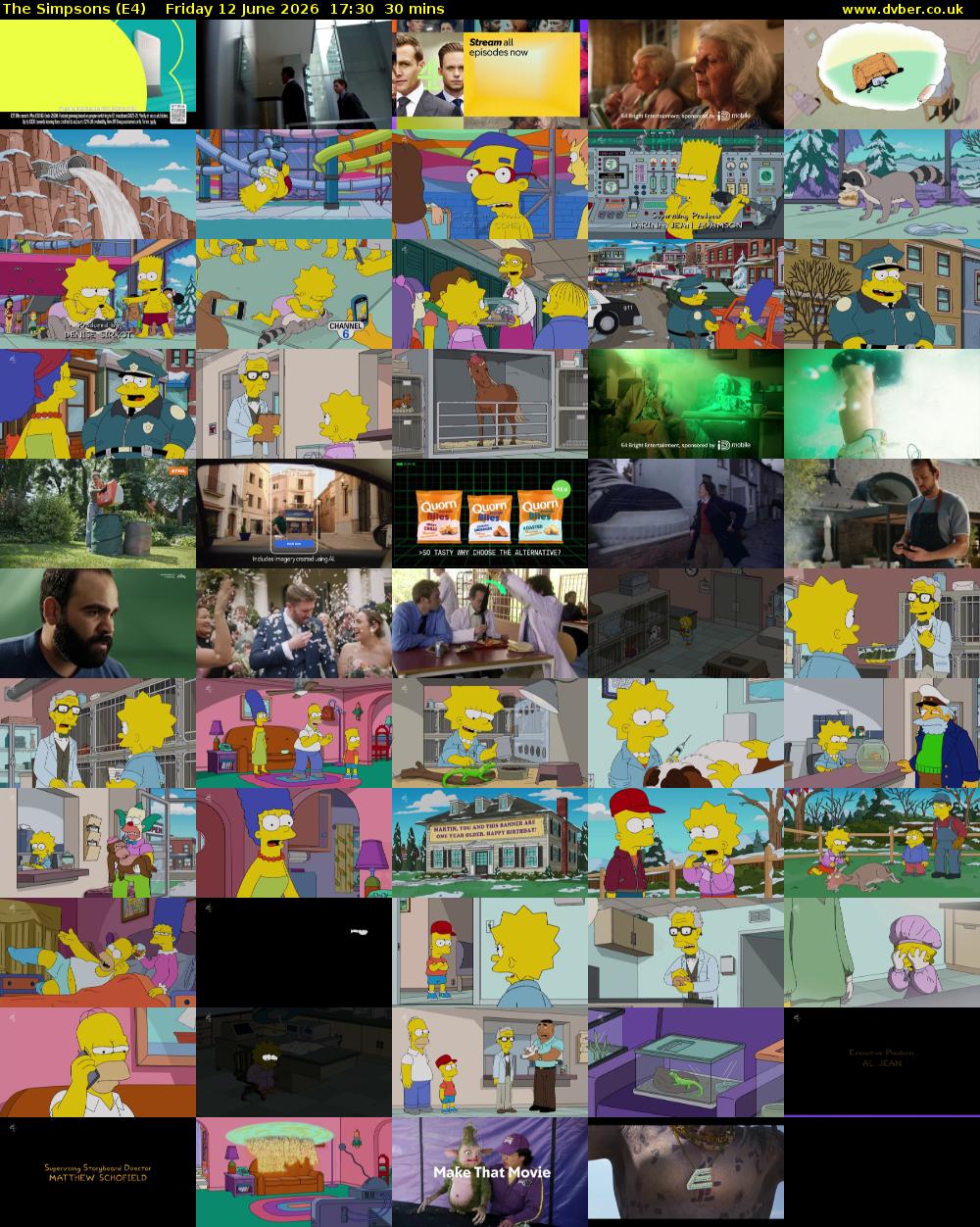 The Simpsons (E4) Friday 12 June 2026 17:30 - 18:00