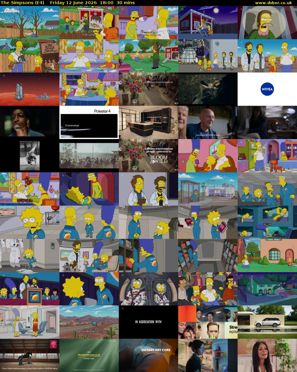 The Simpsons (E4) Friday 12 June 2026 18:00 - 18:30