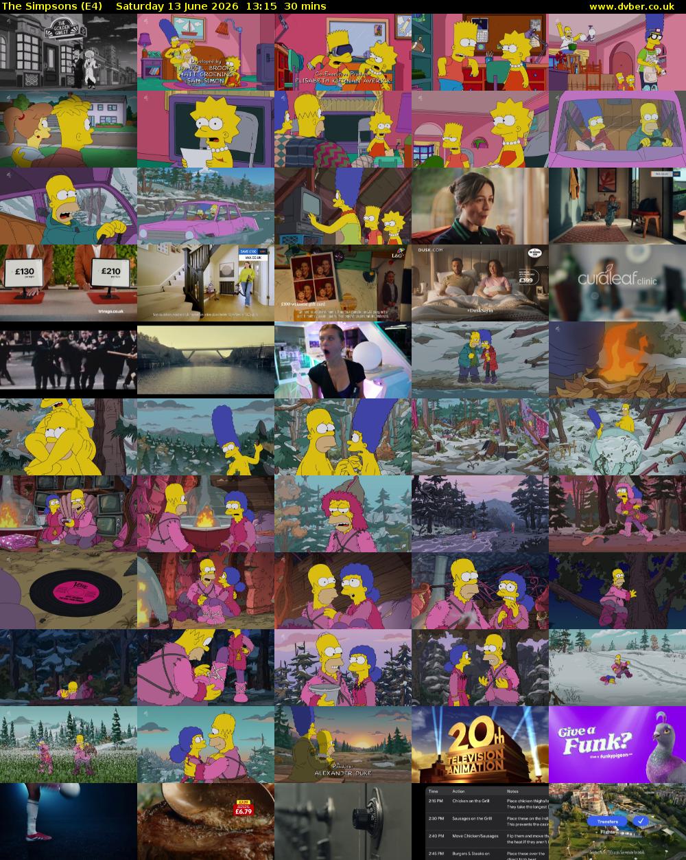 The Simpsons (E4) Saturday 13 June 2026 13:15 - 13:45