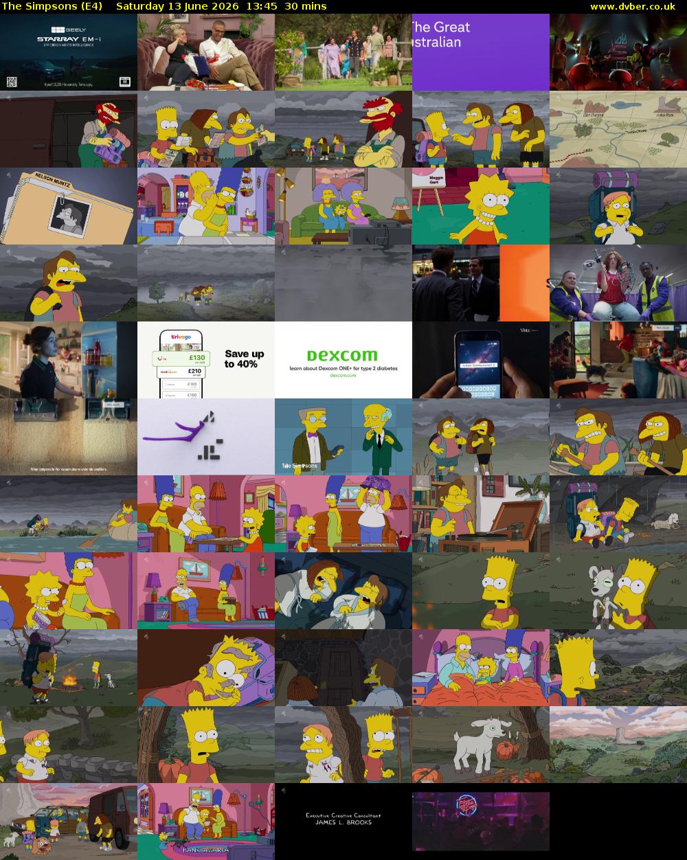 The Simpsons (E4) Saturday 13 June 2026 13:45 - 14:15