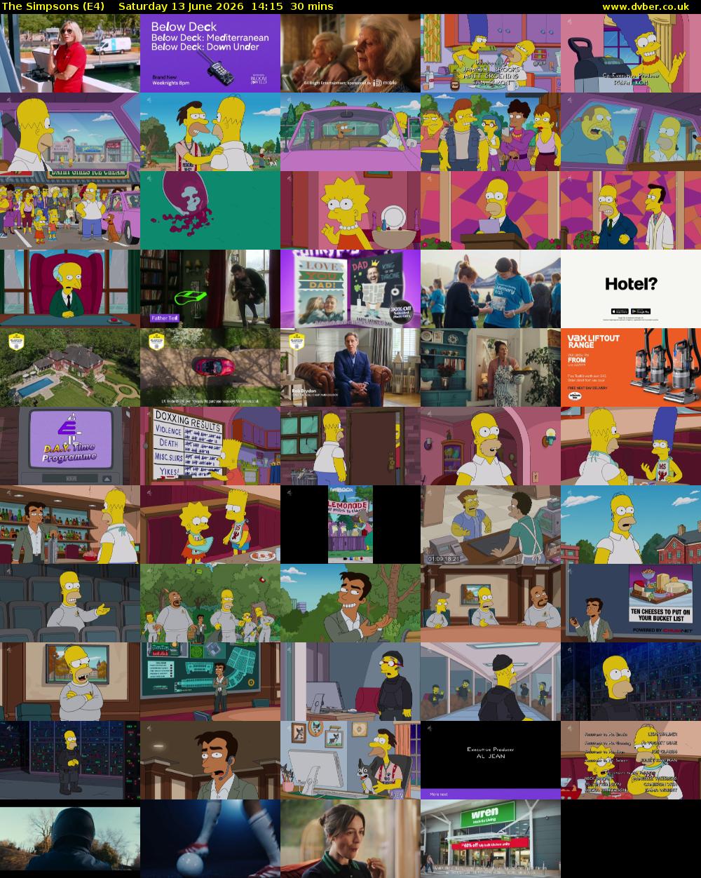 The Simpsons (E4) Saturday 13 June 2026 14:15 - 14:45