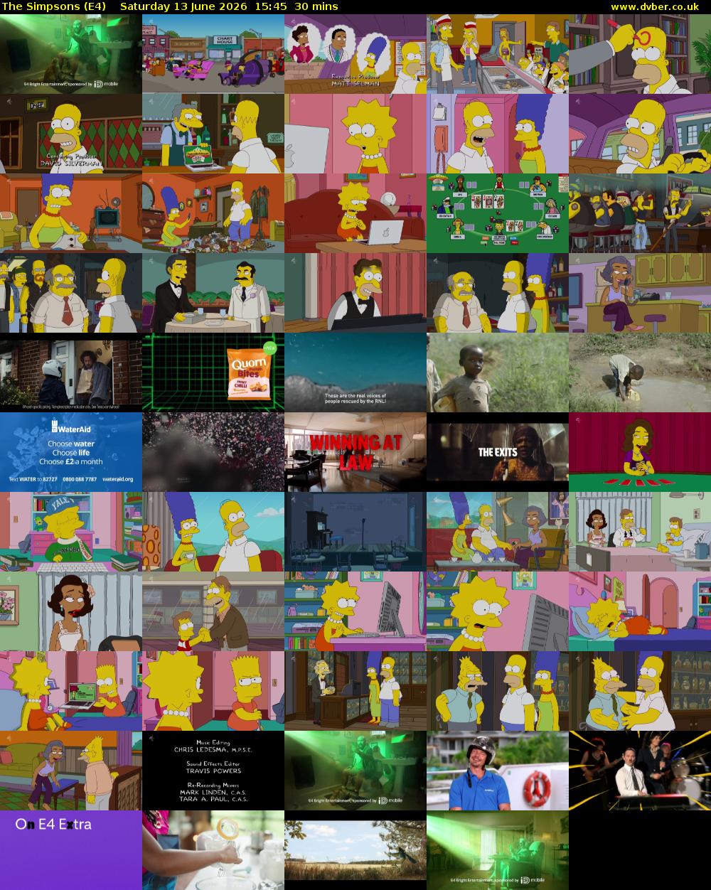 The Simpsons (E4) Saturday 13 June 2026 15:45 - 16:15