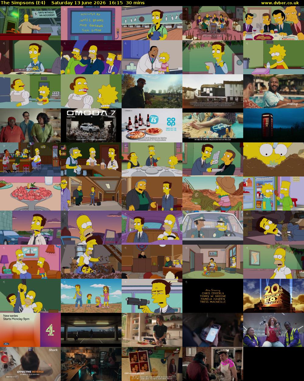 The Simpsons (E4) Saturday 13 June 2026 16:15 - 16:45