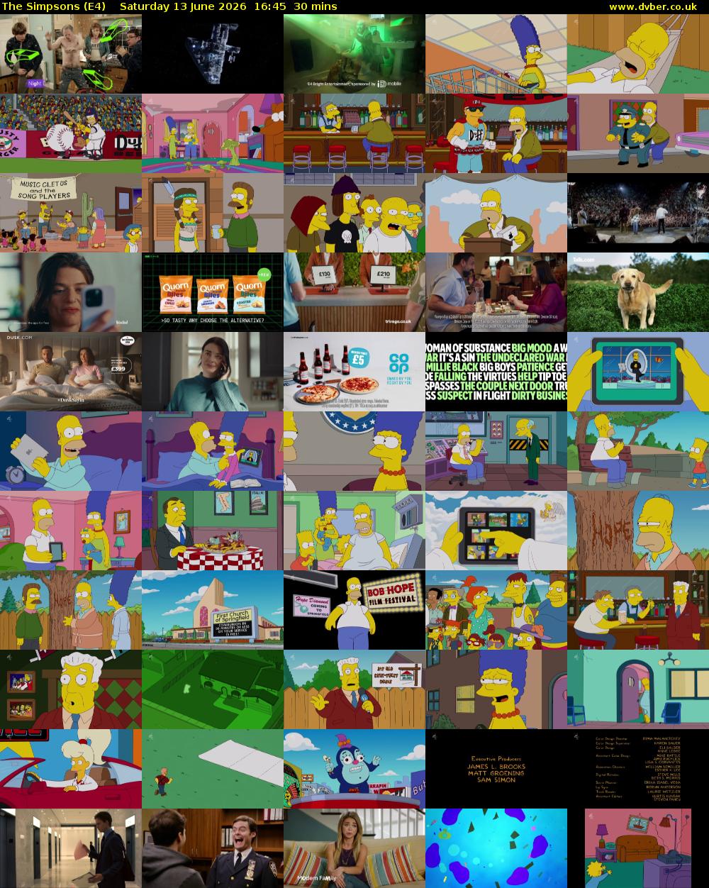 The Simpsons (E4) Saturday 13 June 2026 16:45 - 17:15