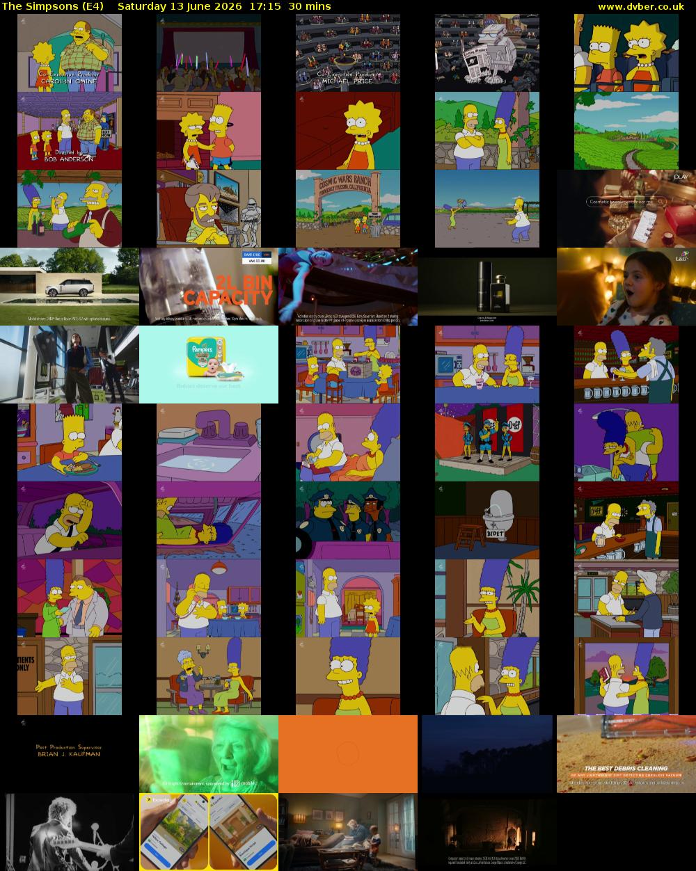 The Simpsons (E4) Saturday 13 June 2026 17:15 - 17:45