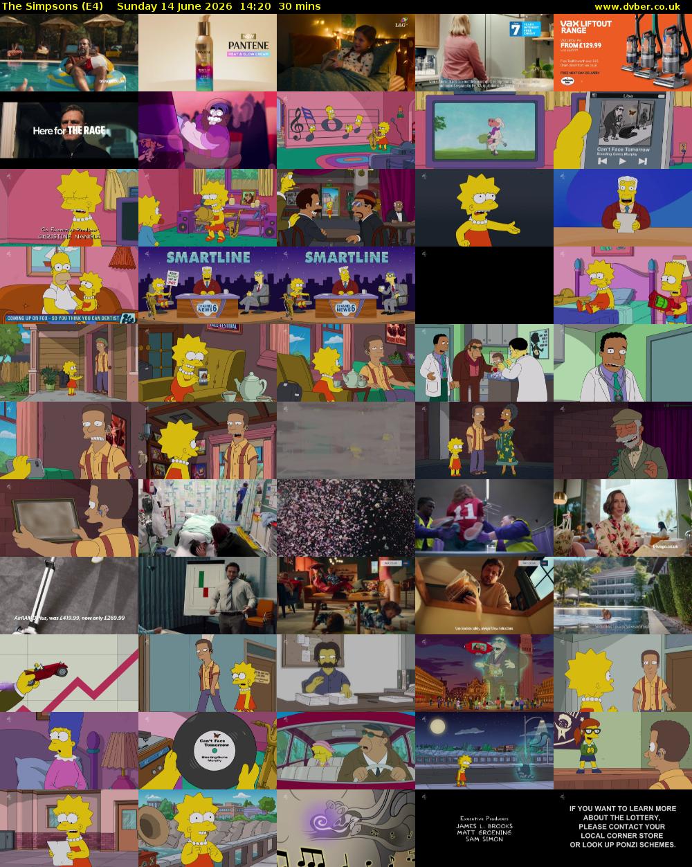 The Simpsons (E4) Sunday 14 June 2026 14:20 - 14:50