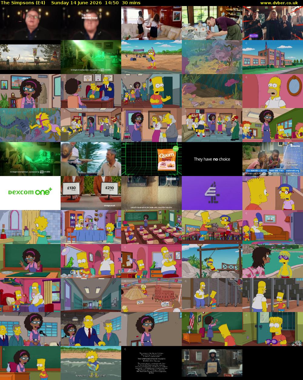 The Simpsons (E4) Sunday 14 June 2026 14:50 - 15:20