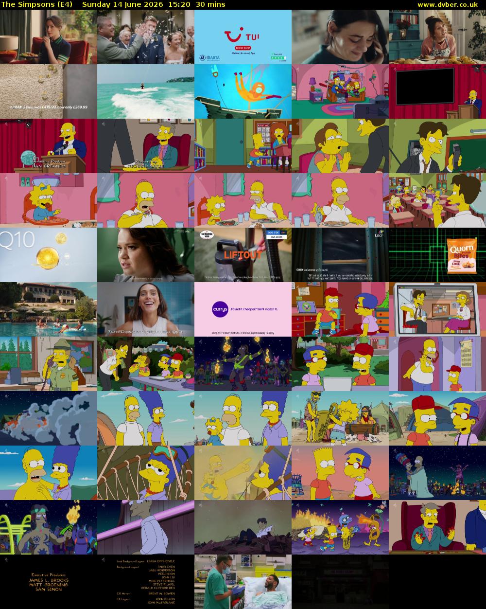 The Simpsons (E4) Sunday 14 June 2026 15:20 - 15:50