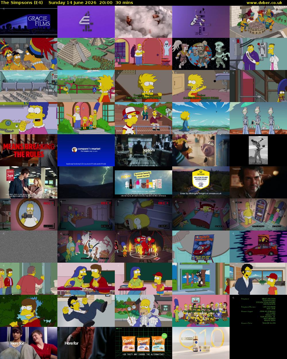 The Simpsons (E4) Sunday 14 June 2026 20:00 - 20:30