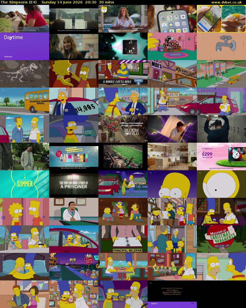The Simpsons (E4) Sunday 14 June 2026 20:30 - 21:00