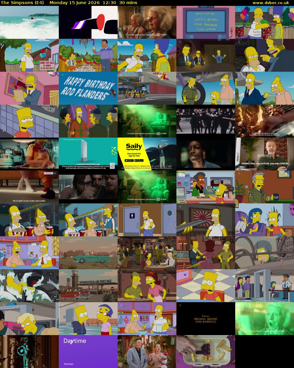 The Simpsons (E4) Monday 15 June 2026 12:30 - 13:00
