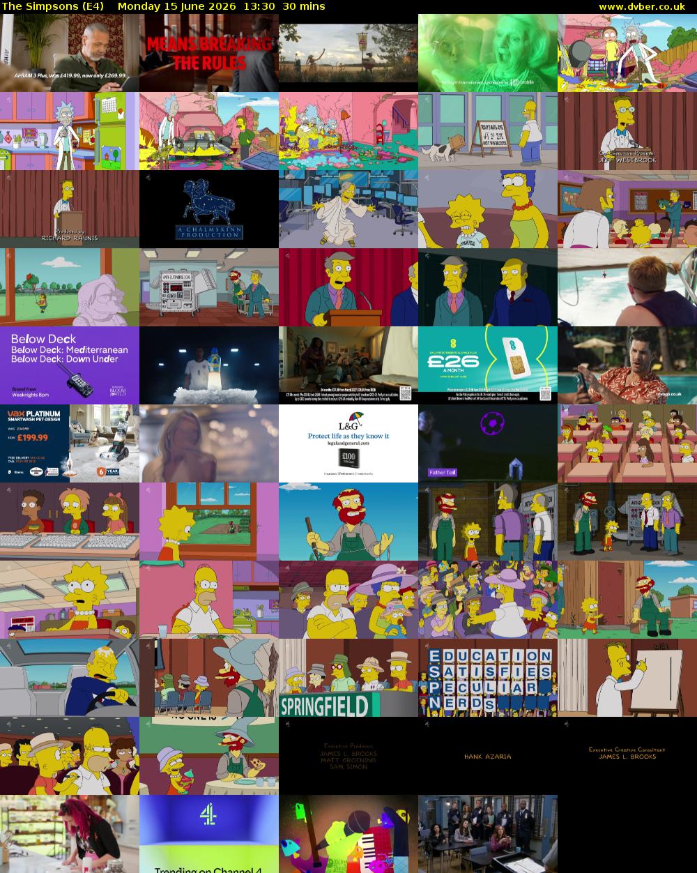 The Simpsons (E4) Monday 15 June 2026 13:30 - 14:00