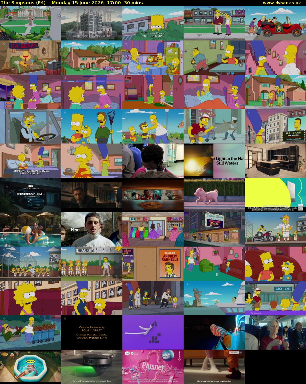 The Simpsons (E4) Monday 15 June 2026 17:00 - 17:30