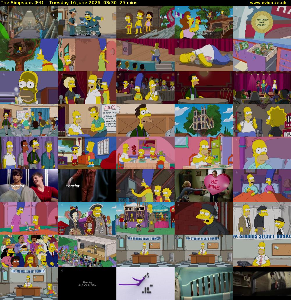 The Simpsons (E4) Tuesday 16 June 2026 03:30 - 03:55