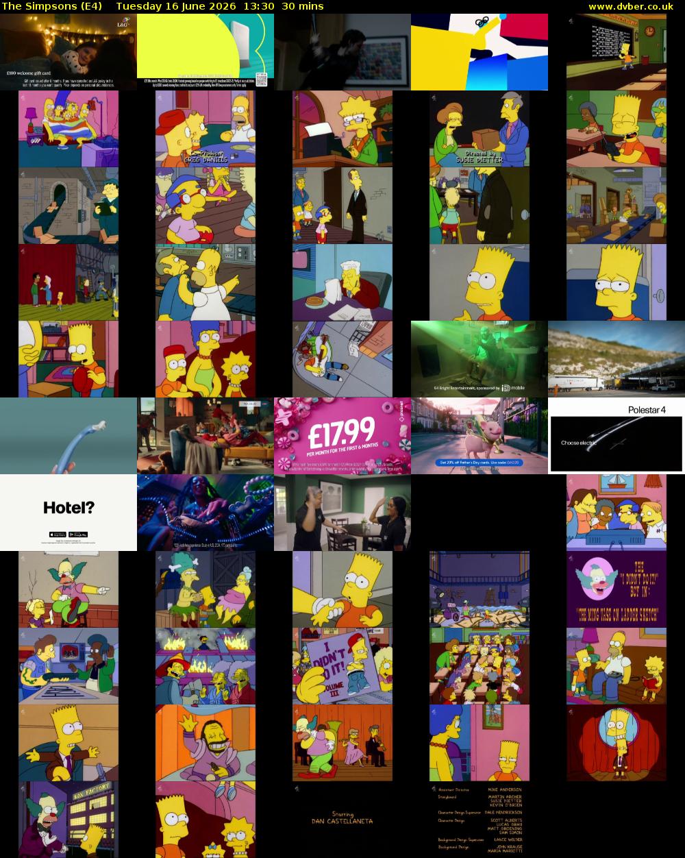 The Simpsons (E4) Tuesday 16 June 2026 13:30 - 14:00