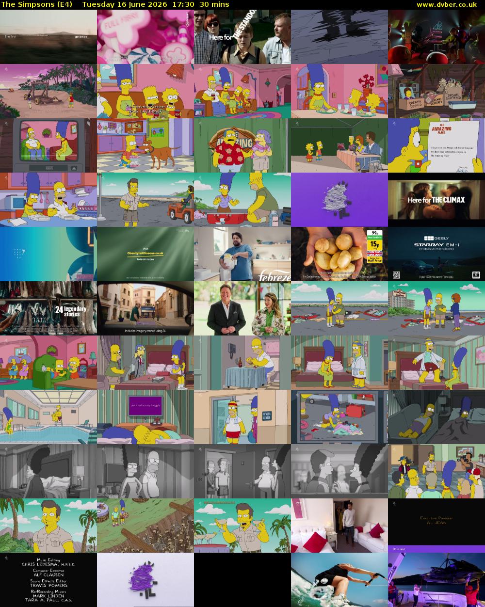 The Simpsons (E4) Tuesday 16 June 2026 17:30 - 18:00