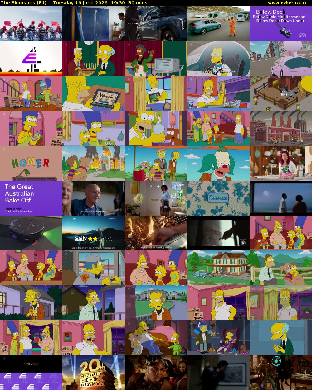The Simpsons (E4) Tuesday 16 June 2026 19:30 - 20:00
