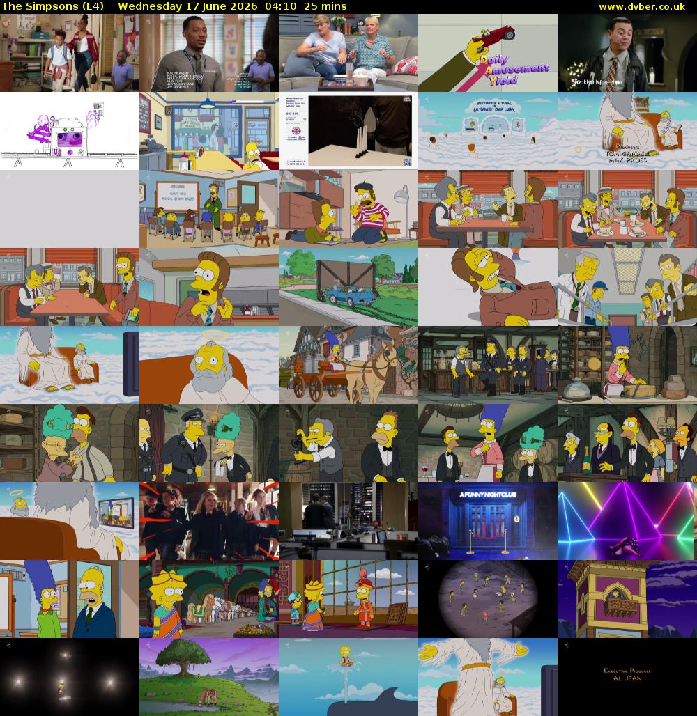 The Simpsons (E4) Wednesday 17 June 2026 04:10 - 04:35