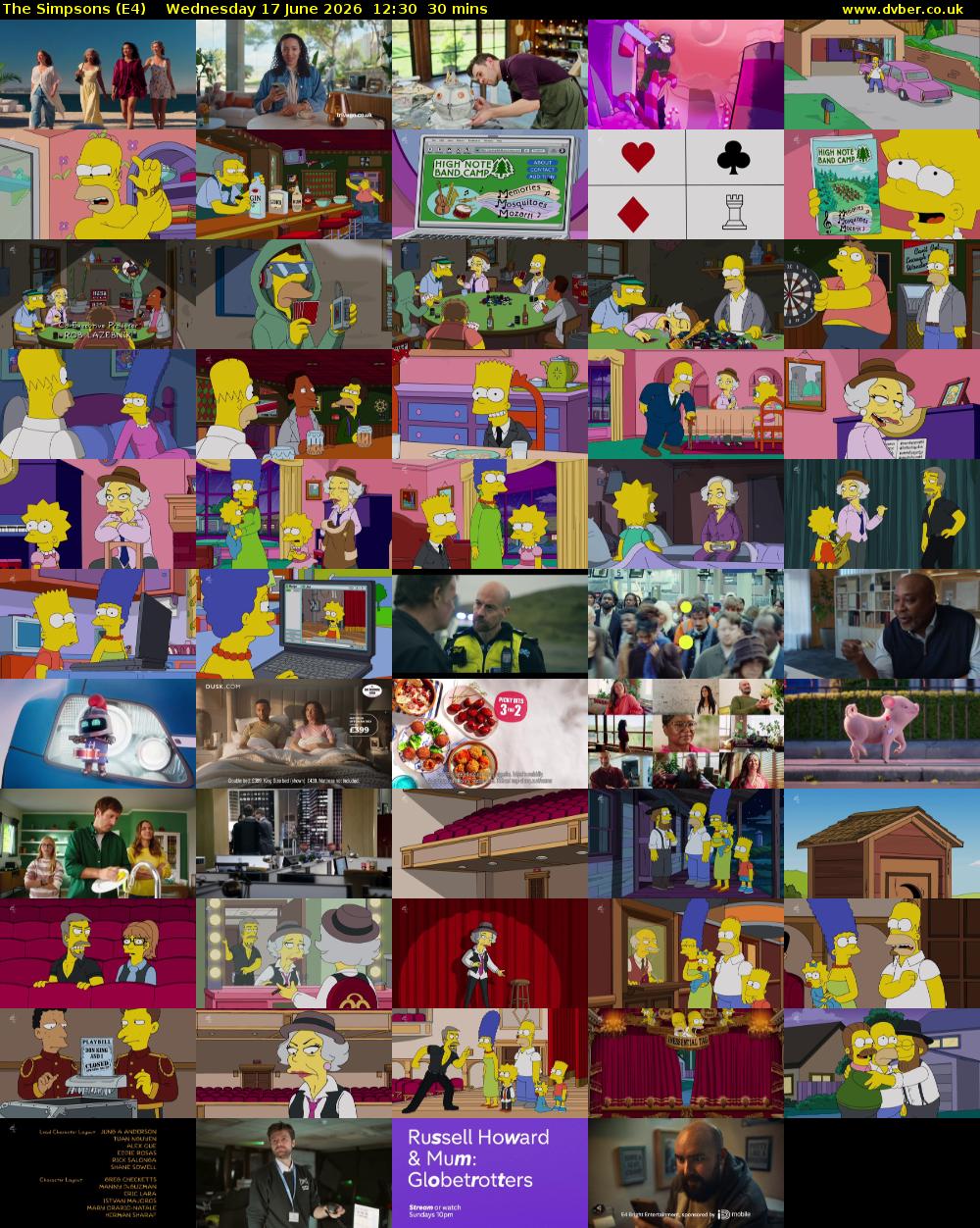 The Simpsons (E4) Wednesday 17 June 2026 12:30 - 13:00