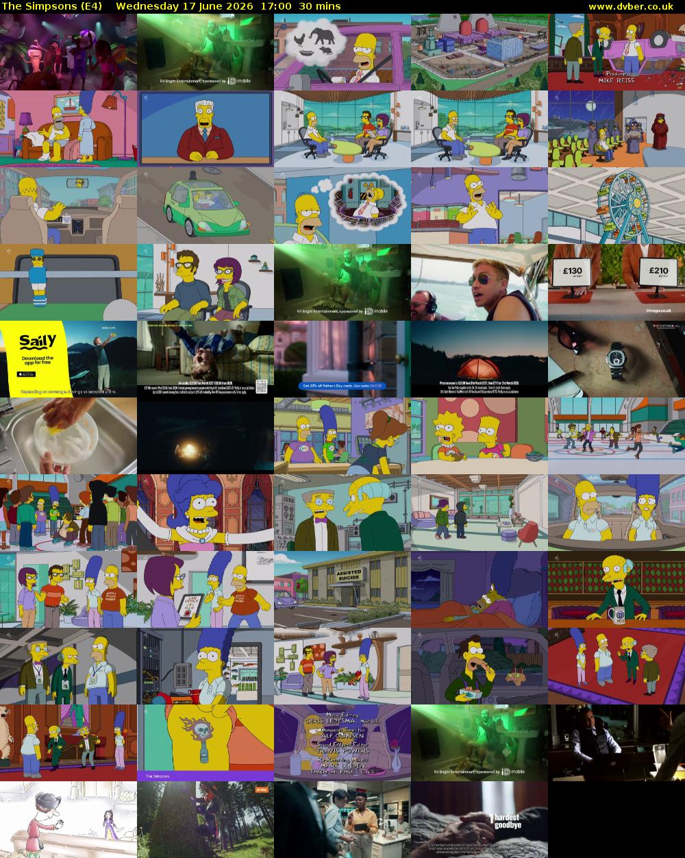 The Simpsons (E4) Wednesday 17 June 2026 17:00 - 17:30