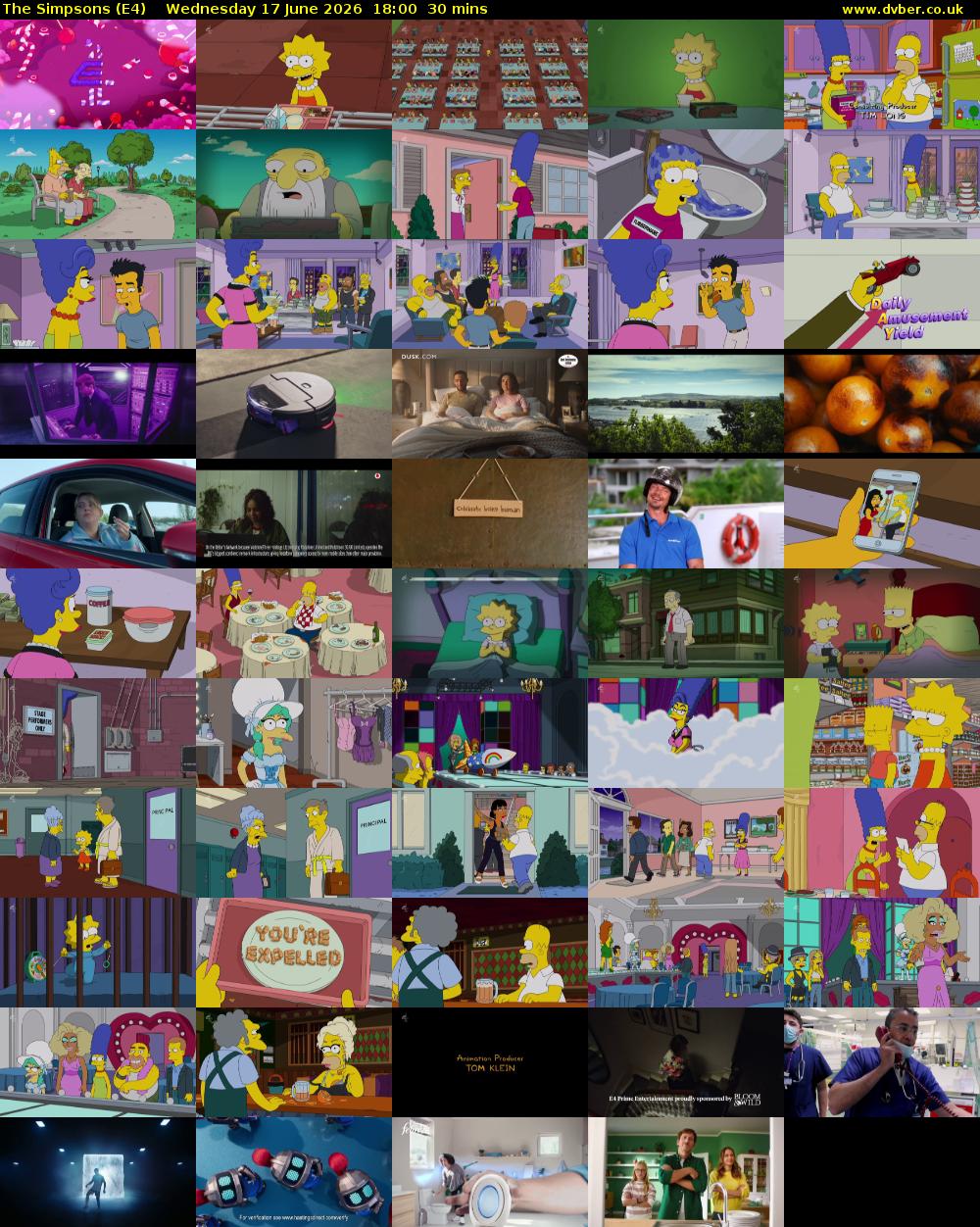 The Simpsons (E4) Wednesday 17 June 2026 18:00 - 18:30