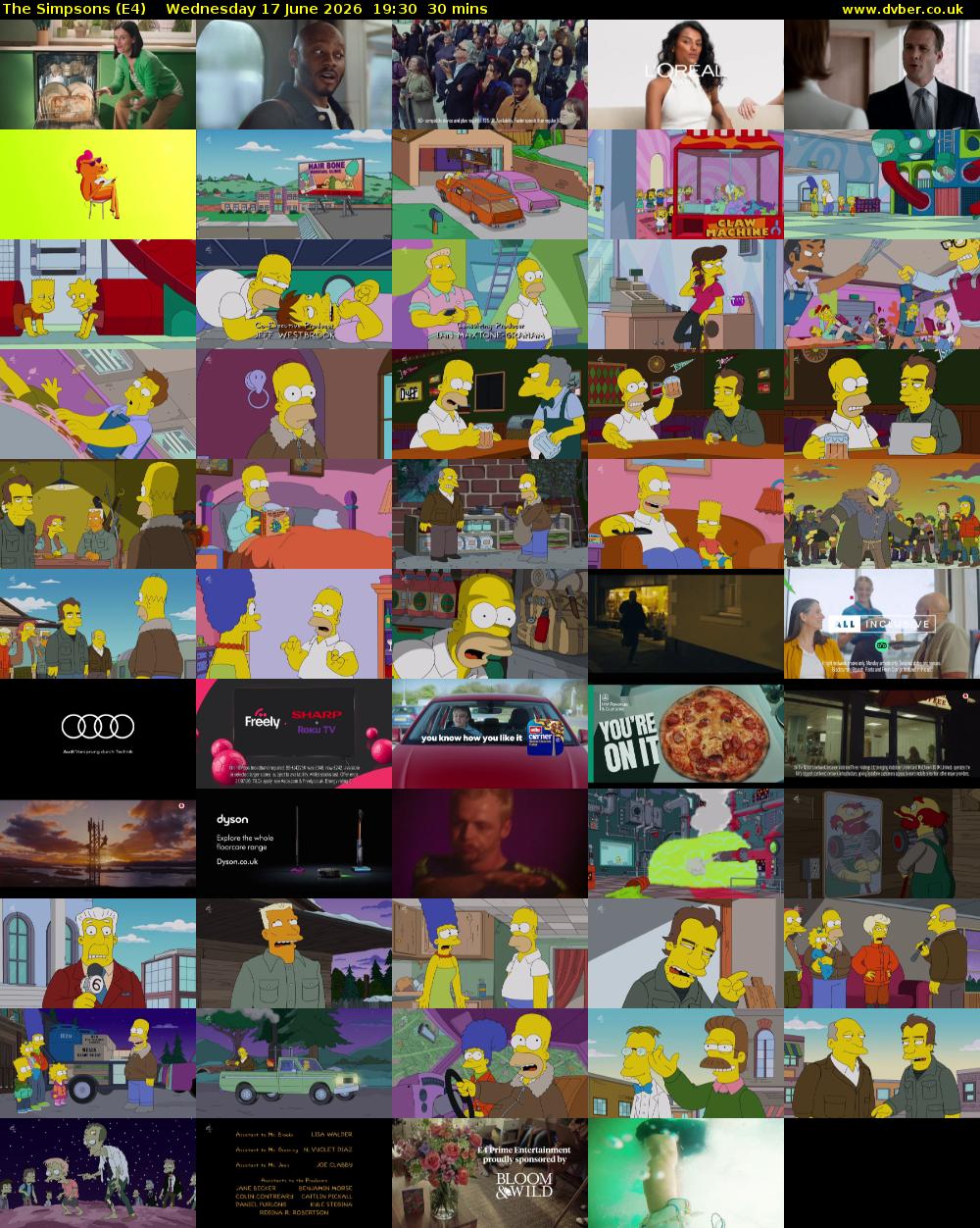 The Simpsons (E4) Wednesday 17 June 2026 19:30 - 20:00